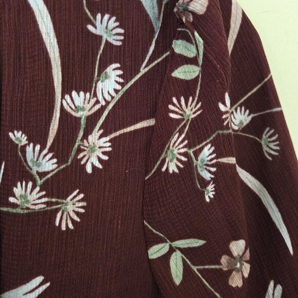 Lulus Wild Winds Burgundy Floral Print High Low Wrap Dress Size S - Picture 8 of 13